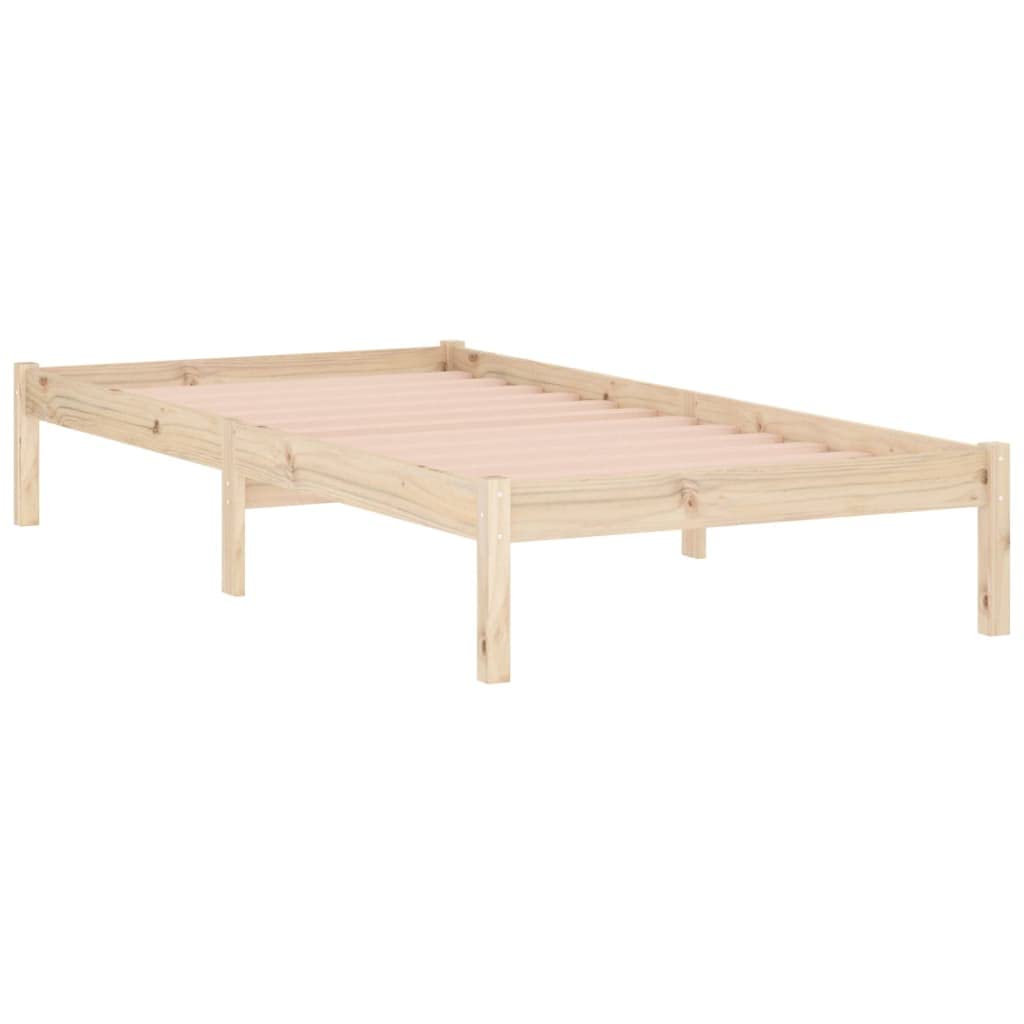vidaXL Twin Bed Frame - 77" x 41.5" x 12.2", Durable Solid Pine Wood, Rustic Charm, Easy Assembly, Perfect for Bedroom or Guest Room